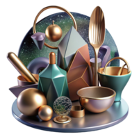 beautiful traditional Abstract Still Life with Objects Isolated with Geometric Shapes professional png