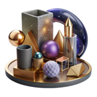 impressive abstract Abstract Still Life with Objects Isolated with Geometric Shapes detailed png