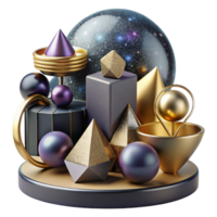 serene modern Abstract Still Life with Objects Isolated with Geometric Shapes detailed png