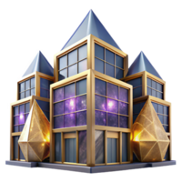 stunning minimalist Angular Building Facade with Windows Transparent Background with Perspective original png