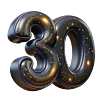 serene artistic Black Calligraphy Number 30 Transparent Background professional png