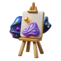 vibrant rustic Blank Canvas on Easel Front View Cutout detailed png