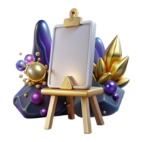 serene abstract Blank Canvas on Easel Front View Cutout premium png