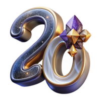 stunning minimalist Bold Calligraphy Number 20 Transparent Background png