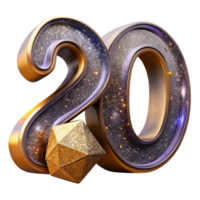 dramatic classic Bold Calligraphy Number 20 Transparent Background high resolution png