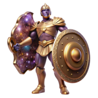 stunning classic Bronze Sculpture Warrior with Shield Heroic Pose Isolated Element detailed png