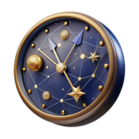 serene vintage Celestial Clock with Constellations Isolated Element genuine png