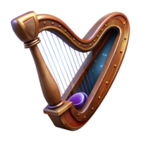 magnificent rustic Celtic Harp Instrument Wood Brown Transparent Background authentic png