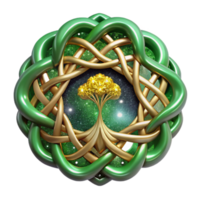 dramatic artistic Celtic Tree of Life Knotwork Design Green Transparent Background genuine png