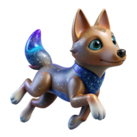 beautiful rustic Clay Figurine Dog Running Playful Movement Transparent Background genuine png