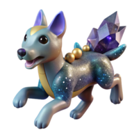 dramatic contemporary Clay Figurine Dog Running Playful Movement Transparent Background detailed png