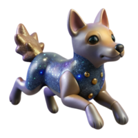 impressive rustic Clay Figurine Dog Running Playful Movement Transparent Background exclusive png