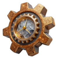 serene classic Clock Gears Rusty Texture Isolated on Transparent Background premium png