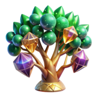 magnificent rustic Colorful Fractal Tree with Green Leaves Transparent Background high quality png