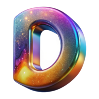 serene artistic Colorful Gradient Font Letter D Transparent Background detailed png