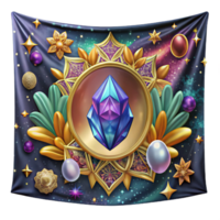 vibrant minimalist Colorful Tapestry with Geometric and Floral Design Cutout authentic png