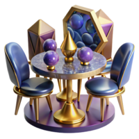 magnificent modern Cubist Style Table and Chairs Isolated with Perspective authentic png