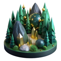 wonderful abstract Dark Green Forest Scene Isolated Element png