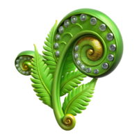 elegant abstract Fern Leaf Fiddlehead Unfurling Green Cutout high resolution png
