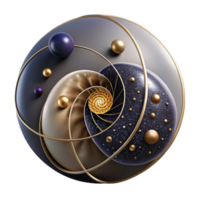 dramatic contemporary Fibonacci Sequence Visualization with Dots Cutout high resolution png