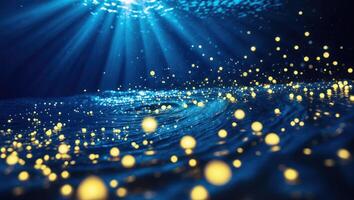 Underwater Scene with Sunlight Rays and Floating Particles Abstract photo