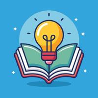 Cartoon Illustration of a Book with a Creative Lightbulb Icon vector