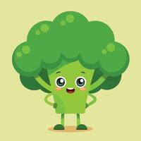 Cartoon Style Broccoli Vegetable Icon Illustration with a Playful Expression vector