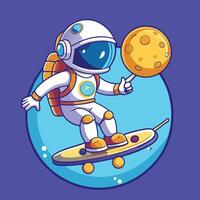 Lunar Skateboarder Astronaut Embracing the Moon s Celestial Frontier vector