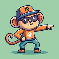 Cool and Funky Monkey Dabbing in Cartoon Icon Form vector