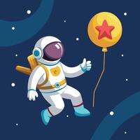Astronaut Floating Gracefully with Star Shaped Balloon in Cosmic Adventure vector