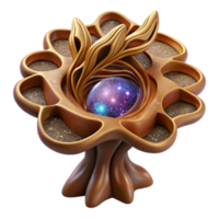 impressive artistic Fractal Tree Root Design Brown Cutout Top View authentic png