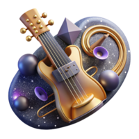 impressive creative Fragmented Musical Instrument with Abstract Background Cutout on Transparent Background genuine png