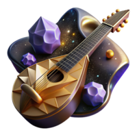 extraordinary artistic Fragmented Musical Instrument with Abstract Background Cutout on Transparent Background high resolution png