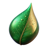 serene minimalist Green Leaf with Dewdrop Close Up Isolated high quality png