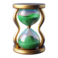 wonderful creative Hourglass with Green Sand Front View Isolated Element high resolution png