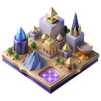 extraordinary creative Isometric Map with Buildings and Parks Cutout high resolution png