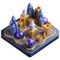 elegant creative Isometric Map with Urban Planning Details Cutout high quality png