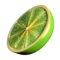 wonderful minimalist Lime Green Slice Isolated Element with Zest premium png
