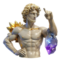 serene abstract Marble Statue Male Figure Heroic Pose Transparent authentic png
