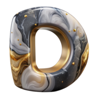 elegant minimalist Marble Texture Font Letter D Transparent Background professional png
