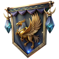 elegant classic Medieval Tapestry Griffin Design Cutout Element high resolution png