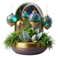 dramatic modern Mesopotamian Hanging Gardens Lush Green Transparent Background high resolution png