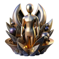 serene classic Metal Statue Human Figure Abstract Form Isolated Background high resolution png