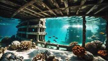 Underwater Scene with Coral Reefs and Sunlight Exploring the Ocean photo