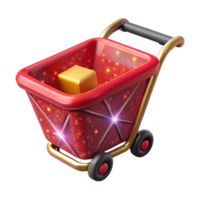 magnificent artistic Red Shopping Cart Icon Isolated on Transparent Background authentic png