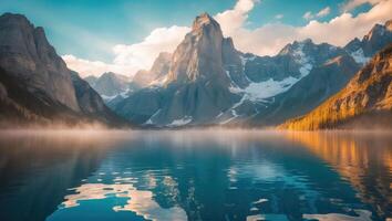 Lake Reflecting Mountains and Sky Serene Landscape Nature Scene Calmness photo