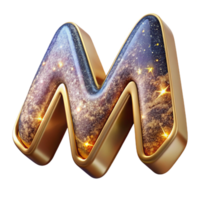 beautiful artistic Starburst Font Letter M Transparent Background premium png
