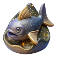 stunning creative Stone Carving Fish Swimming Pose Isolated Element png