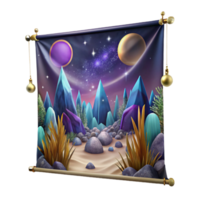 dramatic modern Tapestry Wall Hanging with Mythological Scene Isolated high quality png