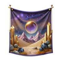 serene rustic Tapestry Wall Hanging with Mythological Scene Isolated high resolution png